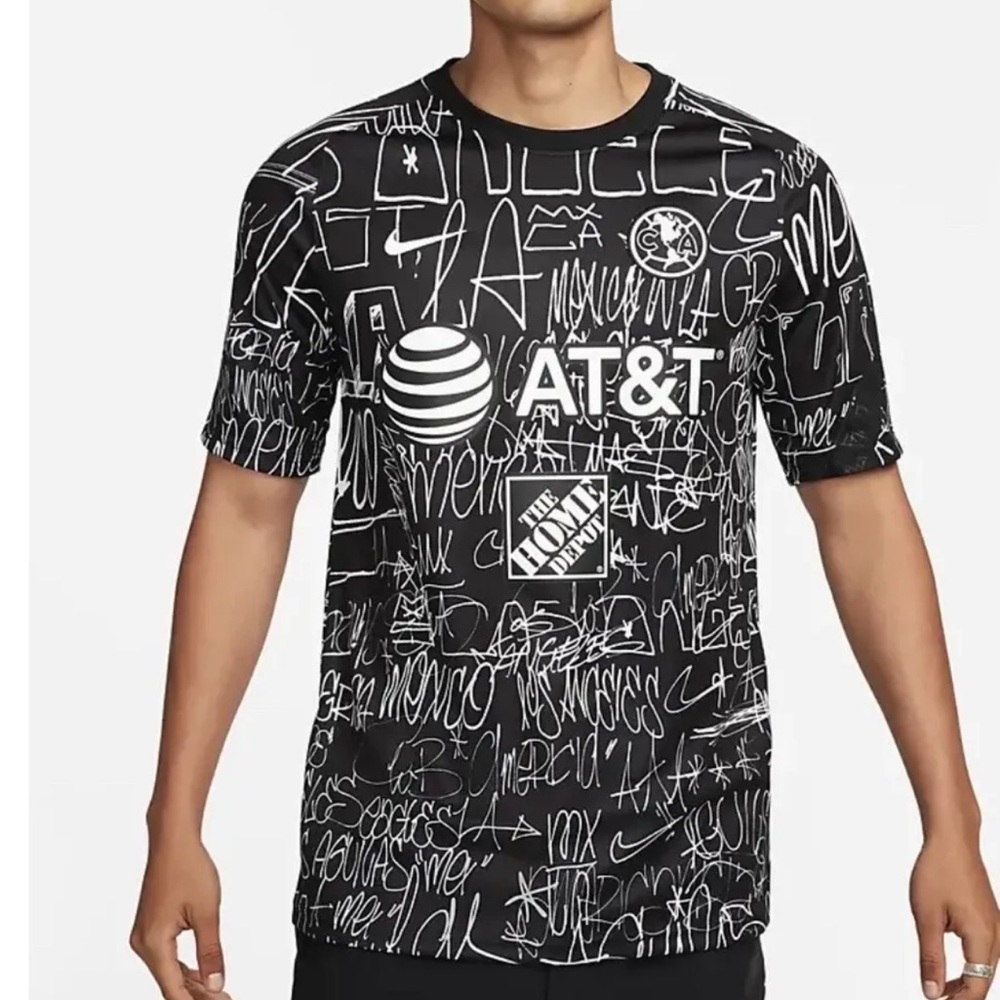Nike Club America Soccer Black Prematch Jersey 2021 LA Graffiti Mens Sz Med NWOT